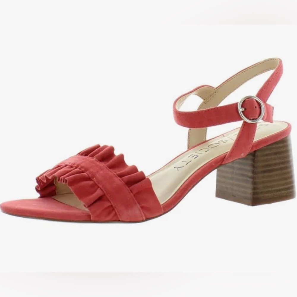 Sole Society Womens Scyler Suede Ruffled Dress Sandals